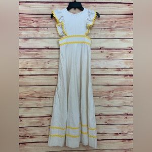 Vintage Handmade Fit & Flare Flutter Sleeve Maxi Dress, Size XS